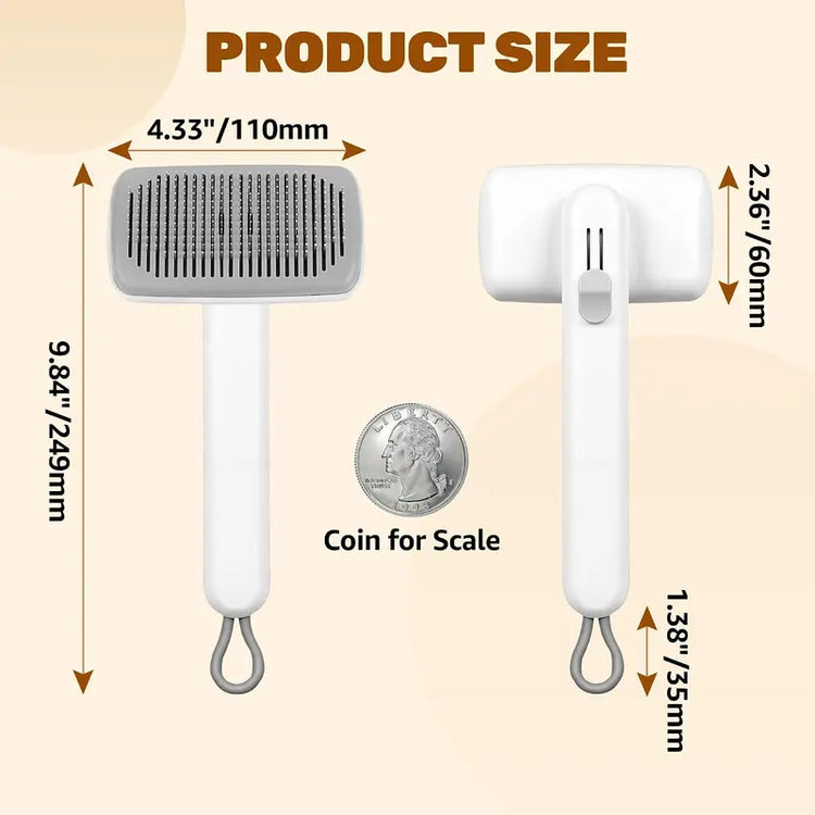 Dog & Cat Self-Cleaning Deshedding Slicker Comb - 1-Click Release Grooming Brush, Grooming Goods, Deshedding Combs & Brushes for Shed Control, Easy Clean, No Hair Picking