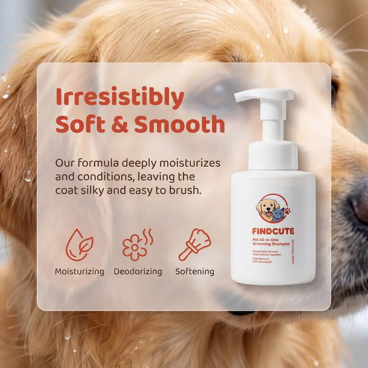 FINDCUTE All-In-1 Pet Shampoo for Dogs & Cats - Gentle Fermented Amino Acid Formula, Deep Cleaning, Long-Lasting Scent, Puppy Shampoo, 300Ml