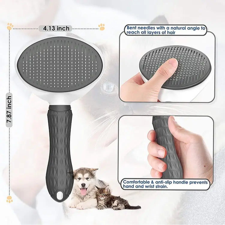 One Button Hair Removal Pet Comb, Pet Hair Removal Comb, Cat Brush Self Cleaning, Slicker Brush for Cats & Dog Brush, Tiktok Shop